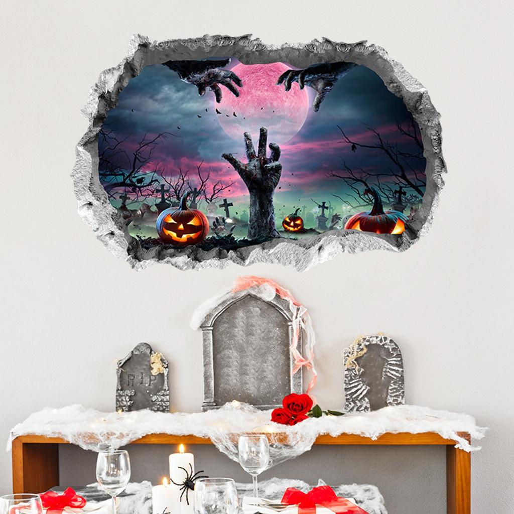 3d Wall Stickers Scary Ghost Halloween Removable Interior Decoration Scary Atmosphere Bar Party Spooky Decoration Props.