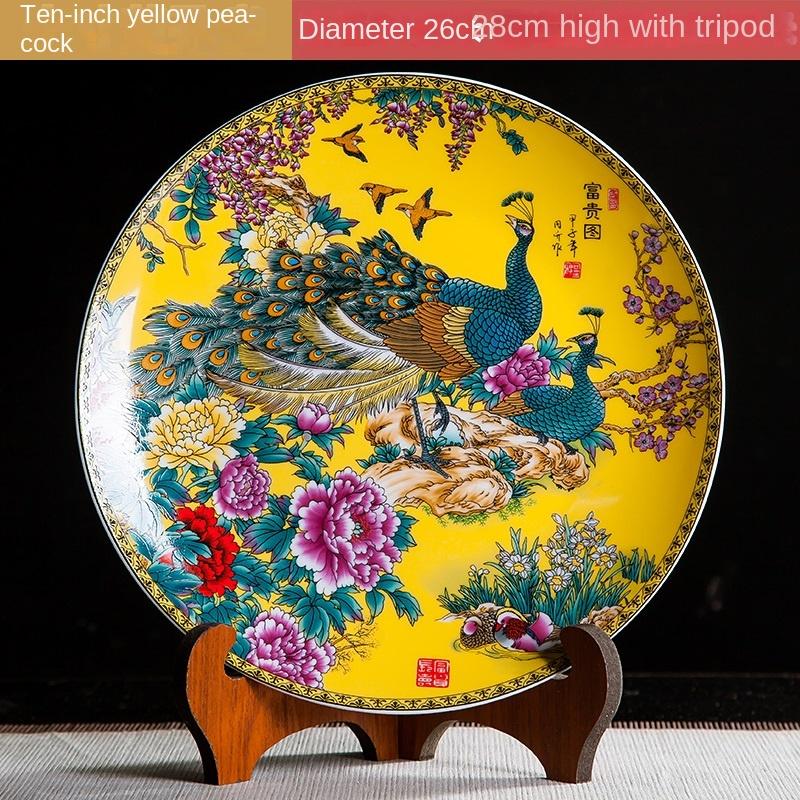 

Поднос керамический Цзиндэчжэнь украшения для дома украшения ремесла подходит для гостиной винный шкаф офис черный рисунок удачи 1 шт