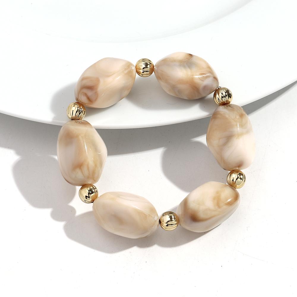 Boho Resin Irregular Beaded Bracelet for Women Men New Trendy Multicolor Acrylic Geometric Strechy Bracelets Jewelry Gifts