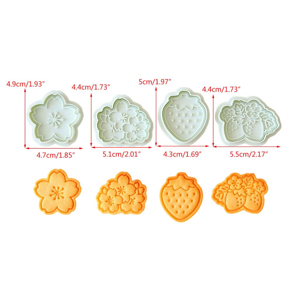 Flower Strawberry Biscuit Cutters Cookie Stamps Fondant Pastry Mould Plastic Cookie Cutters Kitchen Baking Supplies