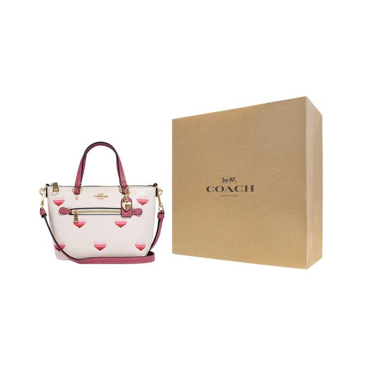Coach Gallery 20 Gradient Heart Print Zipper Closure Pebble Leather Handbag Shoulder Bag Crossbody Bag Small Women Handbags White CA793-IMCAH