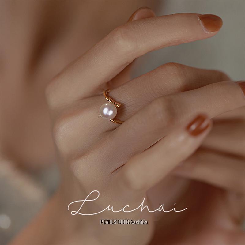 S925 Sterlingsilber Offener Perlenring: Damen Luxus Mode Zeigefinger Design