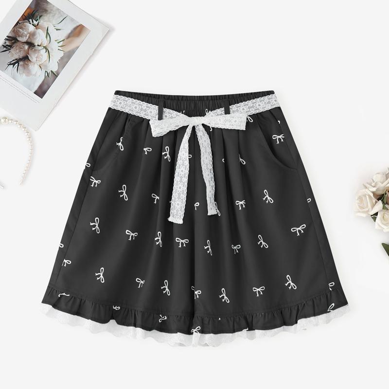 

ZANZEA Женские повседневные шорты с эластичной талией, свободные, с летним принтом 5XL чёрный