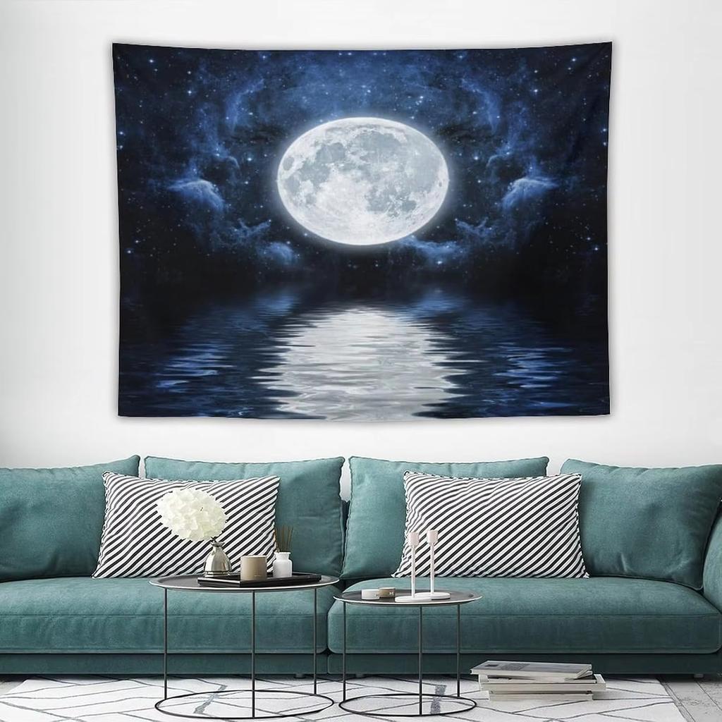 Machine Washable Tapestry Polyester Moon Star Design for Easy Care Bedroom Dorm Wall Decor