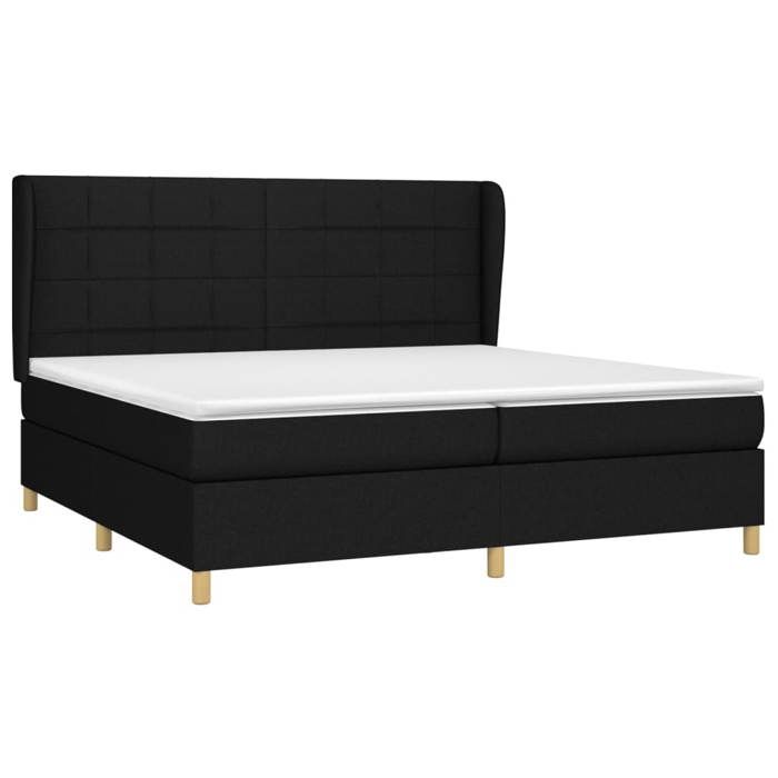 Maison Exclusive - Sommier à lattes de lit avec matelas Noir 200x200 cm Tissu