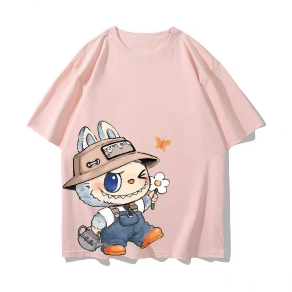 Summer Loose Unisex Style Short-sleeved T-shirt Men/women LABUBU Printed Top