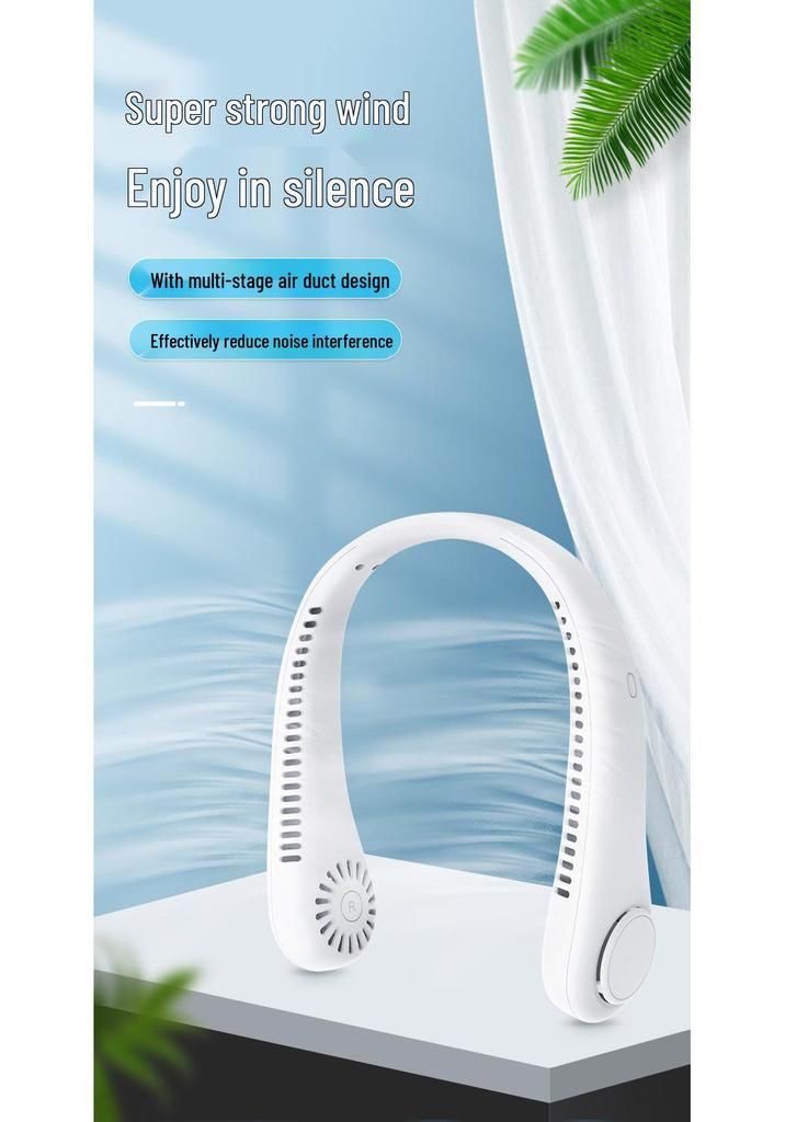 Portable Neck-Hanging Silent Bladeless Fan with USB Charging and Long Battery Life
