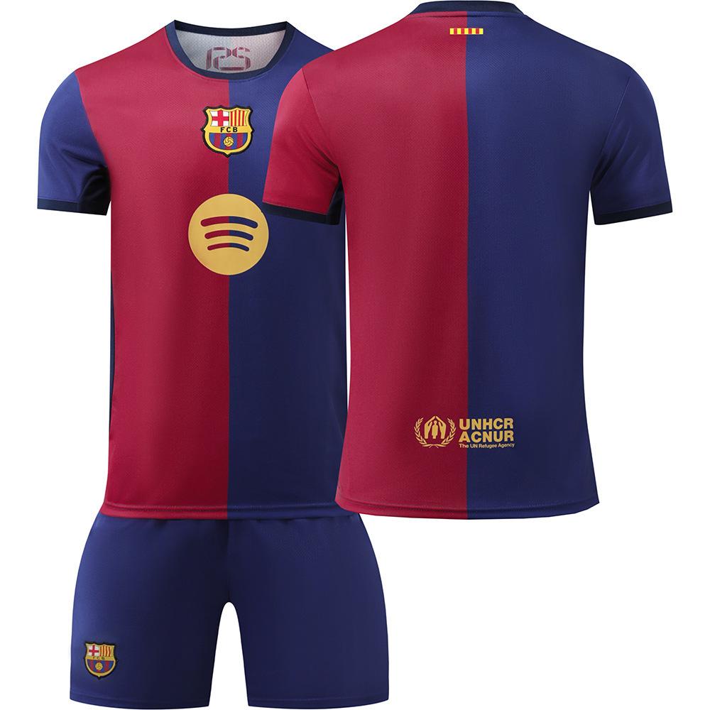 Gençler Çocuklar Yetişkinler Futbol Formaları Spor Antrenman Forma Seti Çoraplı 24/25 Barça İç Saha #19 Lamine Yamal