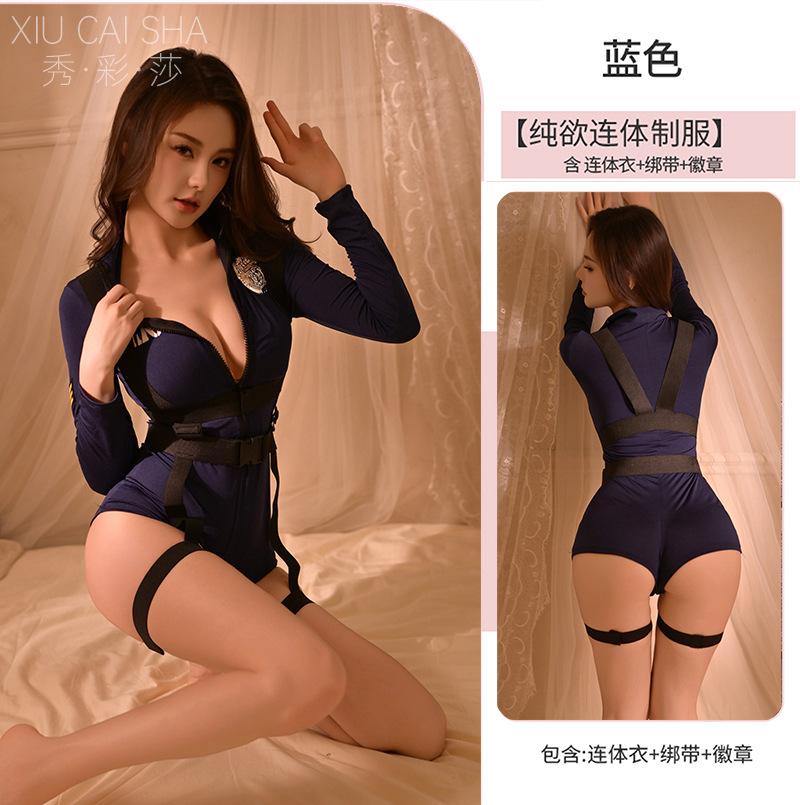 Xiucaisha sexy lingerie sexy nightclub female instructor suit senior sense female police role play qqny uniform