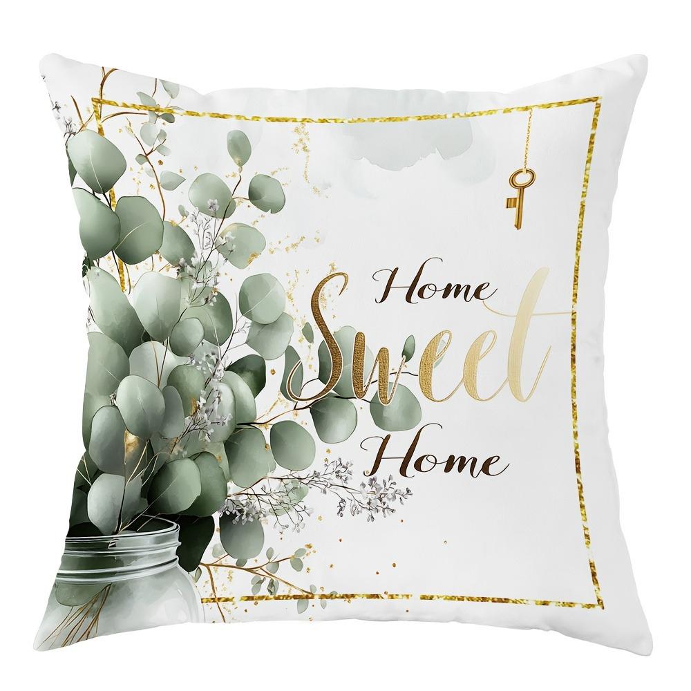 Eucalyptus & Inspirational Quote PillowcasesLiving Room Sofa Cushion Cover, Soft and Comfortable, Bedroom Room Decoration