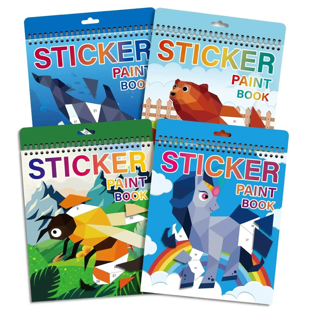 Libro de Pintura con Pegatinas de Animales para Niños Rompecabezas Diy Hecho a Mano Juguete de Pegatinas Oceánicas Libro de Juguetes de Unicornio de Dibujos Animados Regalo