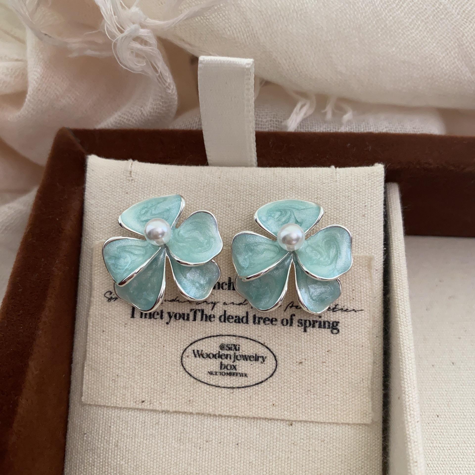 Летние Милые Синие Цветы Свежие Серьги-Гвоздики Женские 20 Нишевый Дизайн Чувство Универсальные Мори Серьги Серьги