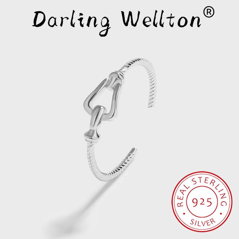 

Классический вырез с завязанным замком, регулируемое кольцо для пары для женщин, геометрическая форма, 100% оригинальное стерлинговое серебро, свадебный подарок, ювелирные изделия серебряный