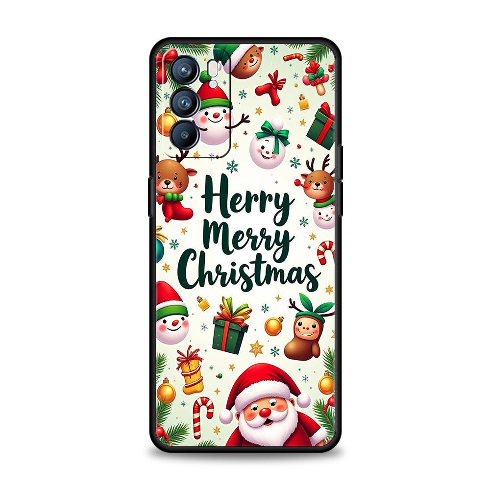 Merry Christmas Phone Case For Oppo Reno 13 12 11 10 7 F Find X5 X6 A98 A80 A79 A78 A57 A54 A31 A17 Pro 5G Soft TPU Cover Capas