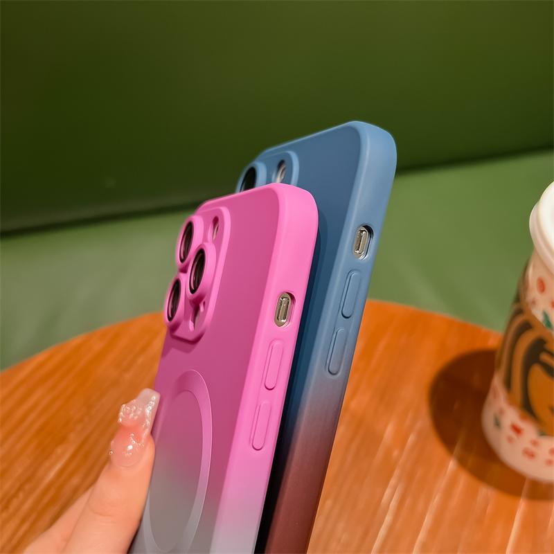 Moskado Luxury Gradient Color Magnetic Phone Case For Iphone 14 11 13 12pro Max 14 Plus Full Lens Protective Film Soft Tpu Cover