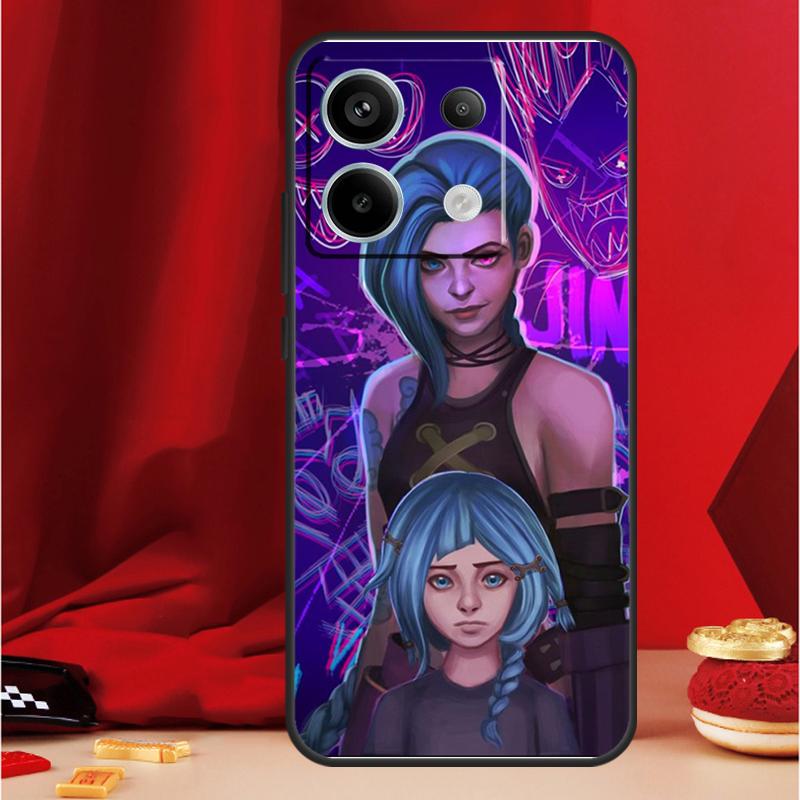 Anime Arcane Jinx Phone Case For Xiaomi Redmi Note 13 Pro 12 10 9 8 11 Pro 12S 11S 10S 9S 10A 9C 10C 12C 13C