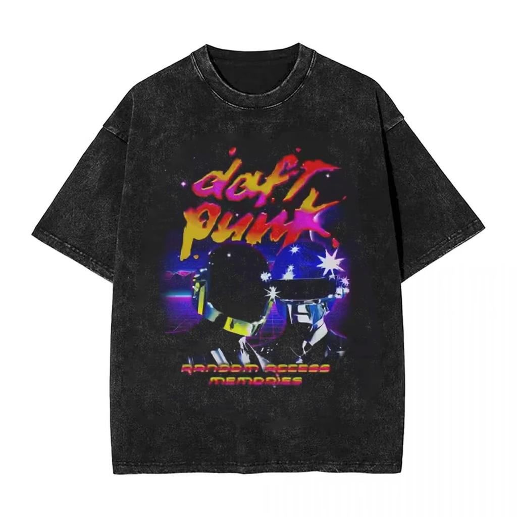 Letní retro vodou prané vintage tričko Daft Punk hip-hop Harajuku street style volné ležérní krátký rukáv pro muže a ženy