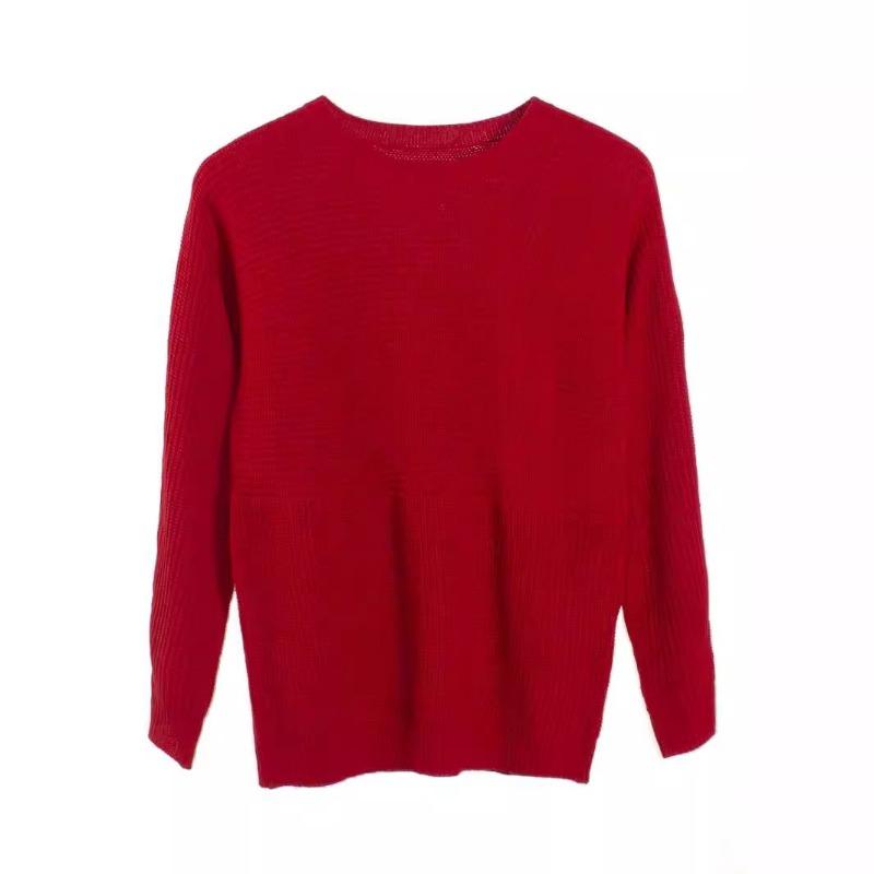 Herbst und Winter Einfarbiger Damen Langarm Strickpullover