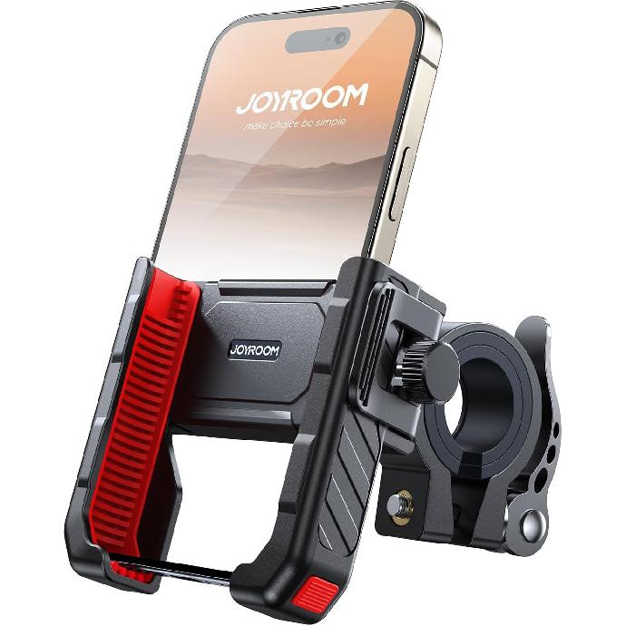 

JOYROOM Motorcycle Bike Phone Holder Mount - [Not Block Camera] Bicycle Phone Holder Handlebar Cell Phone Clamp - [Silicone Wrapped] Scooter Phone красный