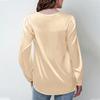 Women's V,Neck Casual Loose Satin Ruched Long Sleeve Work Blouse