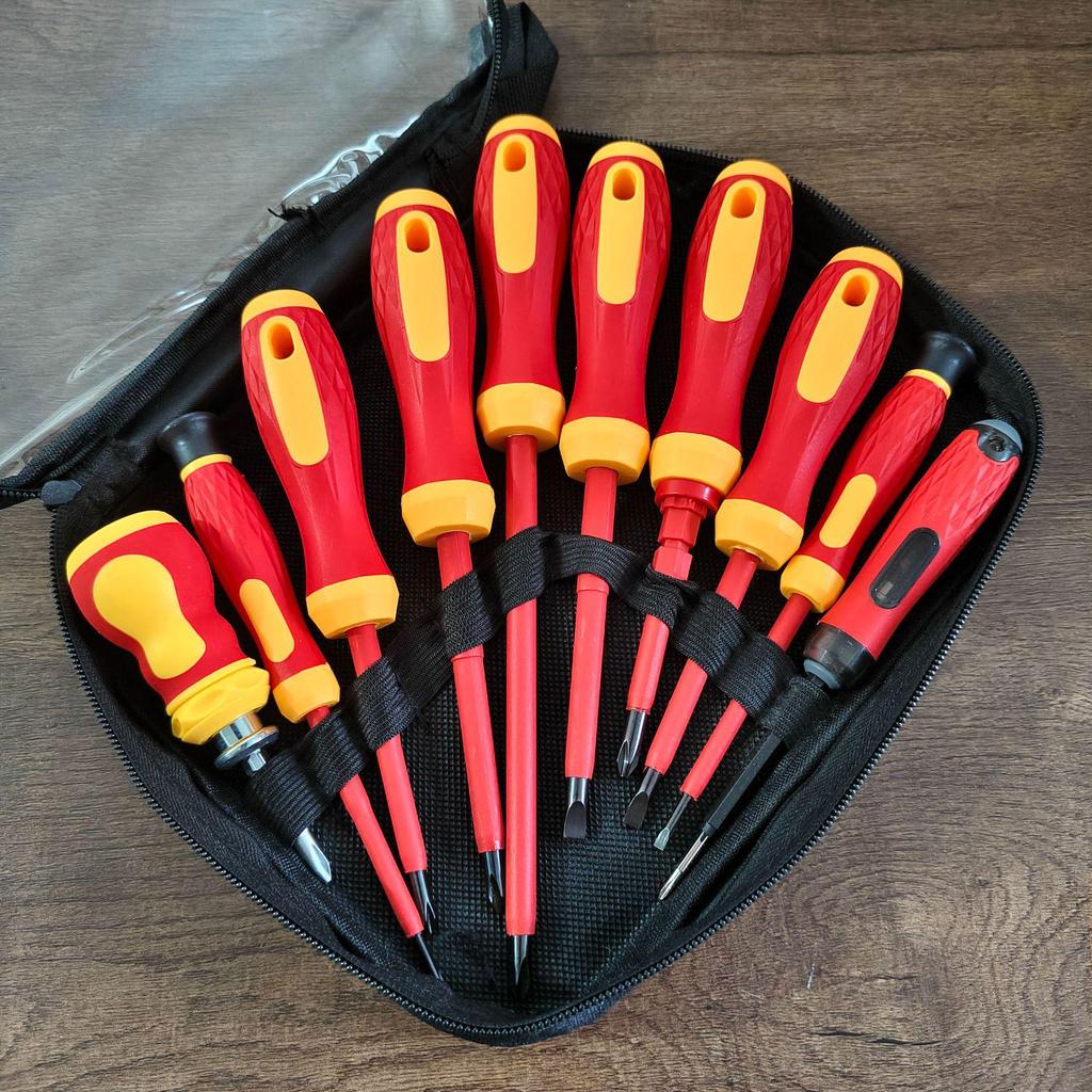 10-in-1 Insulated Electrician Screwdriver Set: Magnetic Phillips & Flathead, High Voltage Resistant for Home Use