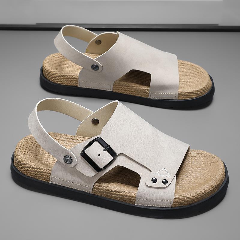 Fashion Men's Tide Summer New Style Leather Sandal Toe Cap Outdoor Leisure Sports Hollow Sandals Beach Shoes Handmade Men Shoes