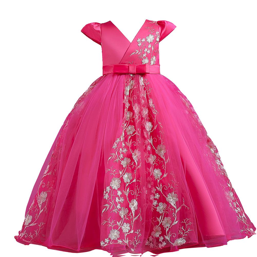 Children's Dresses Princess Dresses Middle and Large Children Wedding Dresses Girls Long Mesh Tutu Skirt Party and Banquet Dresses
