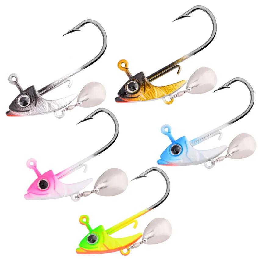 

5 шт. Джиг-головки 7,5 г 10,5 г 15 г Рыболовные приманки Тонущие Вращающиеся Блестки Металлические Блесны Рыболовные Крючки Джиги Крючки Приманки Снасти 9G