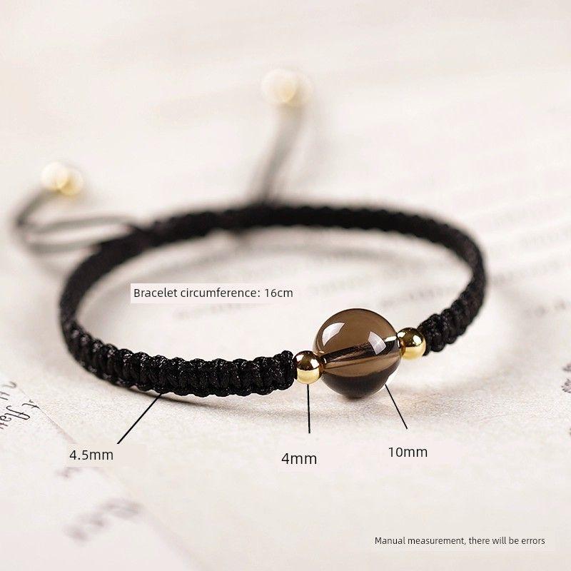 

Счастливые бусины Ручная работа Парный браслет для пары Цитрин Tea Crystal ~ Gold Beads ~ Peace Knot ~ Black Rope