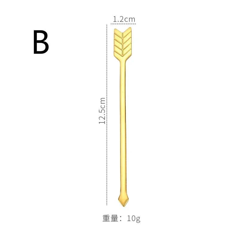 Creative Bow and Arrow Fruit Stick 304 Stainless Steel Gold Plated Fruit Fork Coffee Honey Stirre