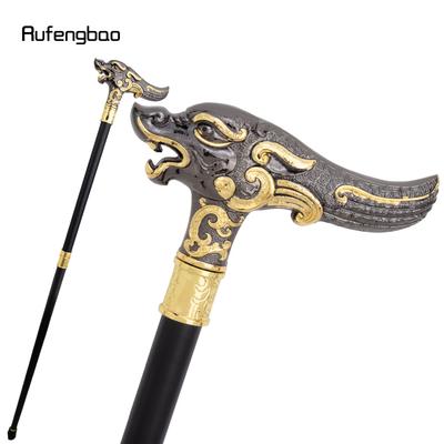 Gelber Schwarzer Drache Glücksbringende Wolken Mode Stock Gehstock Dekorativer Stock Halloween für Cosplay und Partys, für Cosplay & Party