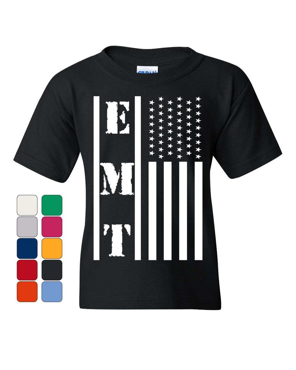 EMT Stars and Stripes Youth kids boys T-Shirt First Responders Paramedic EMS Kids Tee 110