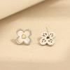 Summer Exquisite High Sense Natural Fritillary Four-leaf Clover Stud Earrings Gold-plated 925 Silver Needle Flower Earrings Women's Models