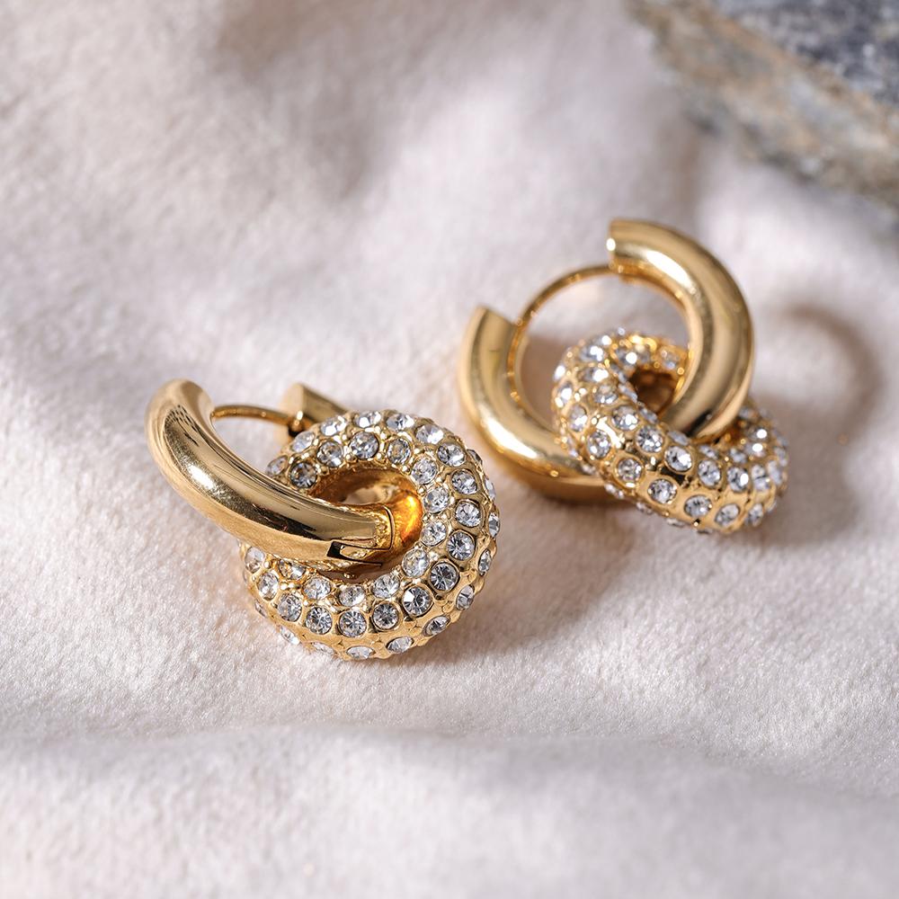 Eetit Нежные блестящие круглые серьги с кубическим цирконием из нержавеющей стали 18 — фото 6