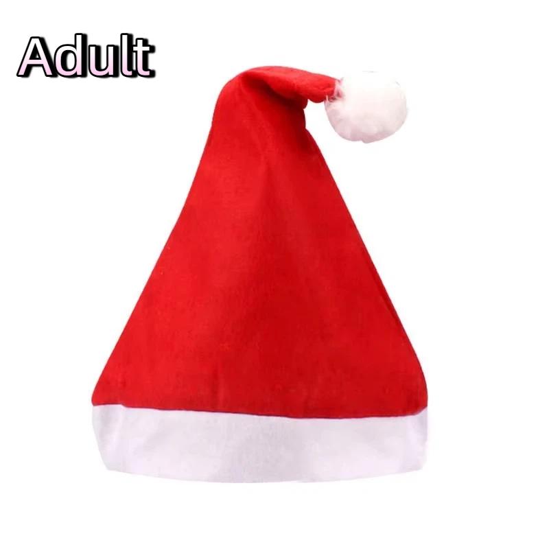 Christmas Santa Hats Soft Non-Woven Material Fluffy White Pom Pom For Xmas Parties Holiday Gatherings
