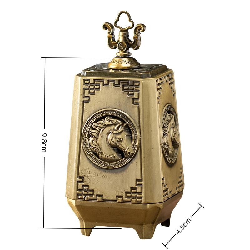 Vierkante Verticale Paard Metalen Wierookbrander - Zen Aromatherapie Houder voor Bureau, Gelukbrengend Decor voor Thuis Kantoor & Cadeau