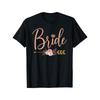 Floral Design T-Shirt for Brides - Black with Pink and Golden Highlights, Lightweight Short Sleeve Round Neck Top Ideal for Bridal Showers