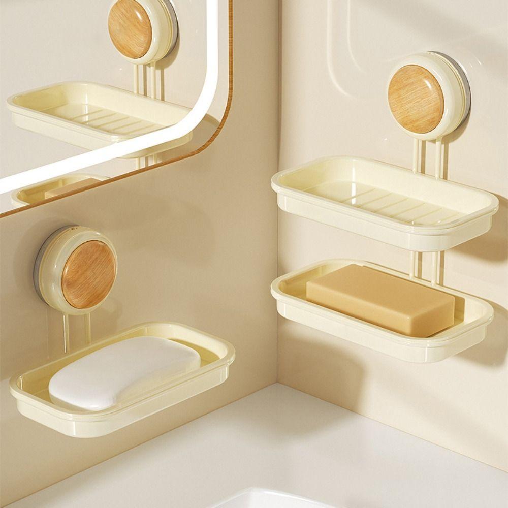 Self-draining Soap Bar Holder Wall Mounted Soap Box Suction Cup Soap Dish  for Bathroom Kitchen
