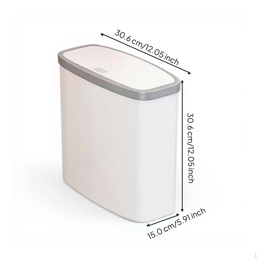 Poubelle de salle de bain, Poubelle étroite de 10 cm, Avec couvercle, Gain de place
