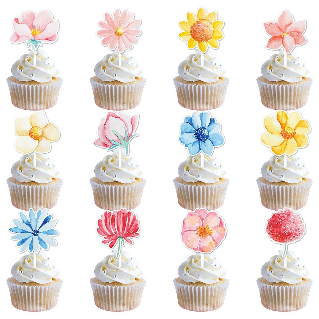 New 2025, Floral Design, Spring FlowersParty, Baking Decoration Accessories, Cake Toppers, Decorative Plugins