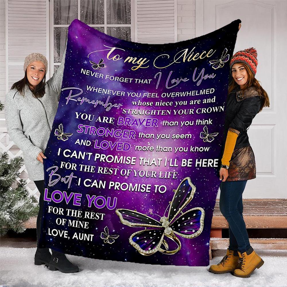 1pc Letter for Niece Throw Blanket Polyester Fiber, Lightweight Flannel, Soft & Warm, All Season Use for Outdoor, Camping Digital Print