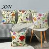 Soft Fabric Cushion Case Floral Cover, 18x18 Inch Decorative Throw Pillow Cover with Hidden Zipper, Elegant Color Plant Insect Flower Patterns,