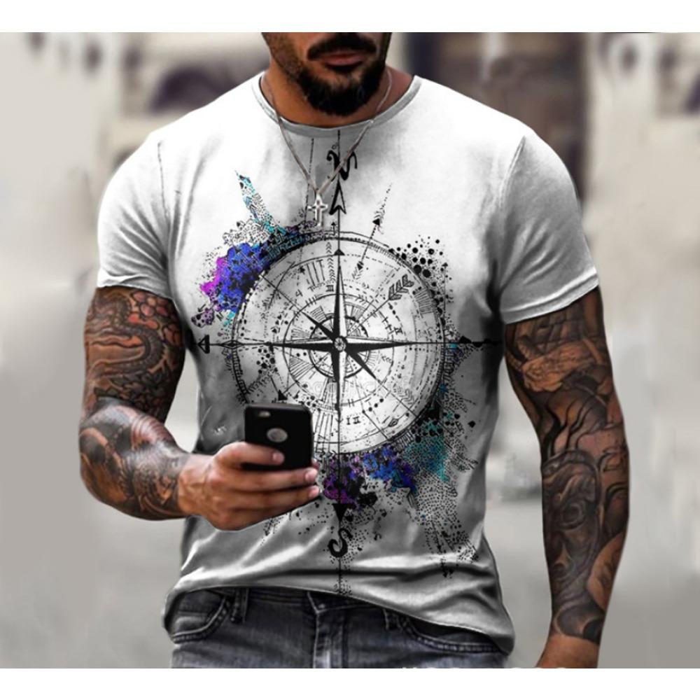 Men's Summer Fashion Lion T-shirt Men's Casual Breathable Short Sleeve Round Neck Printed Street Personalized Top