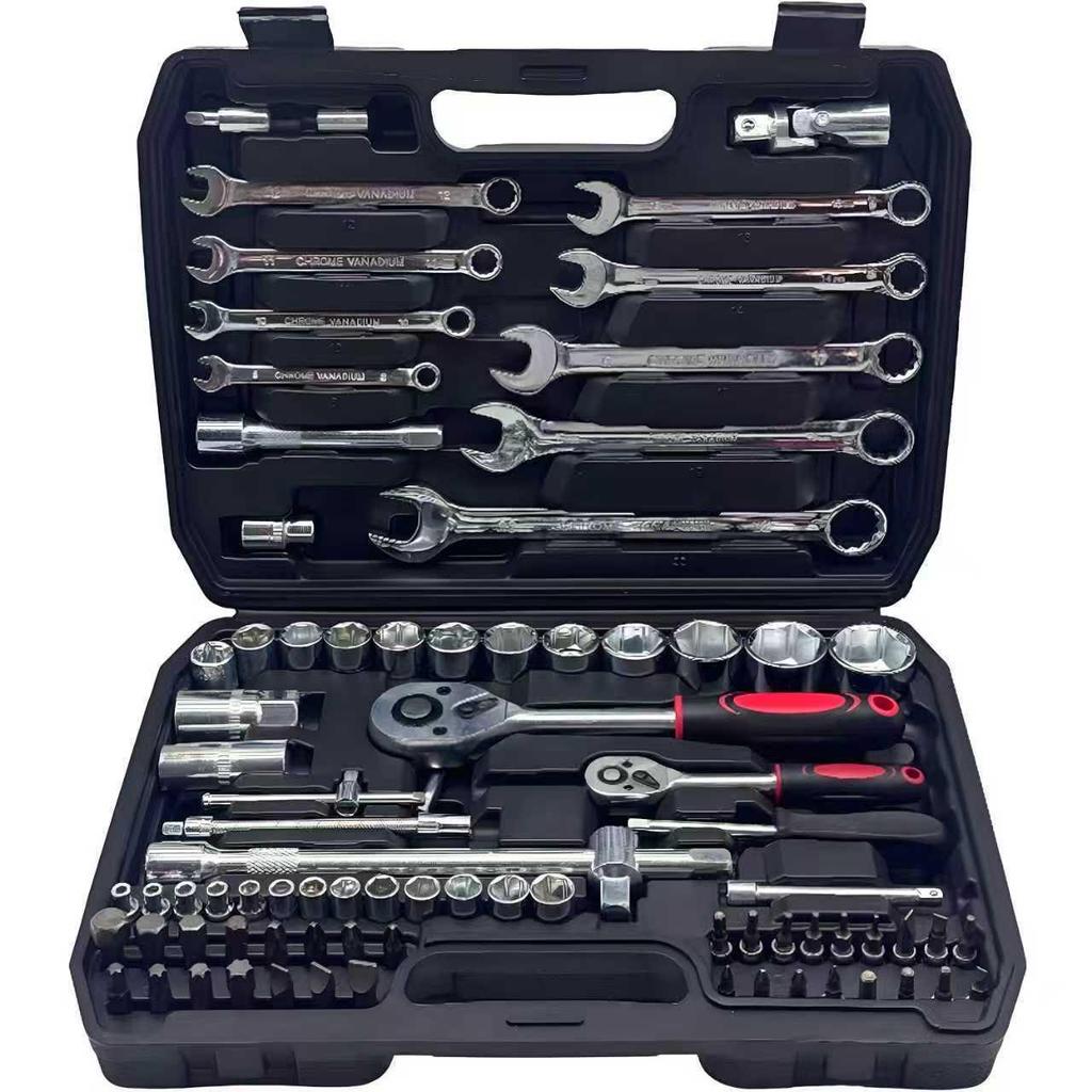 151-Piece Black Chrome Vanadium Steel Socket and Auto Repair Tool Set