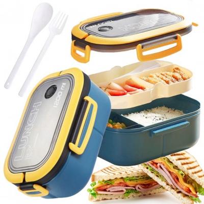 Ecarla Lunch Box Breakfast Box With Cutlery 21X14.5X8Cm Navy Pjm44Gran
