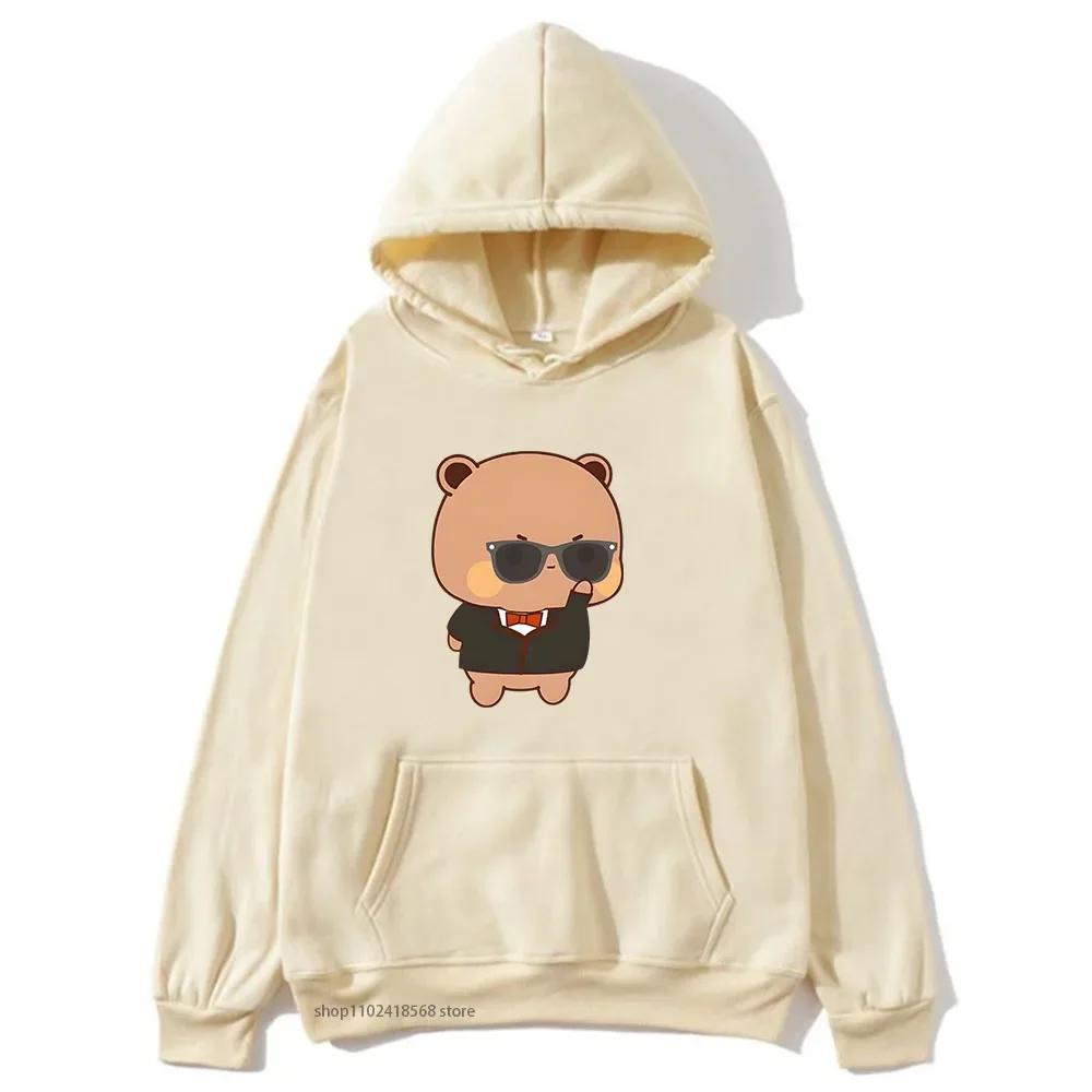 Red Flower From Panda BuBu To Bear DuDu Hoodie Cute Baby Bears Sweatshirts Couple Clothes Women's Streetwear