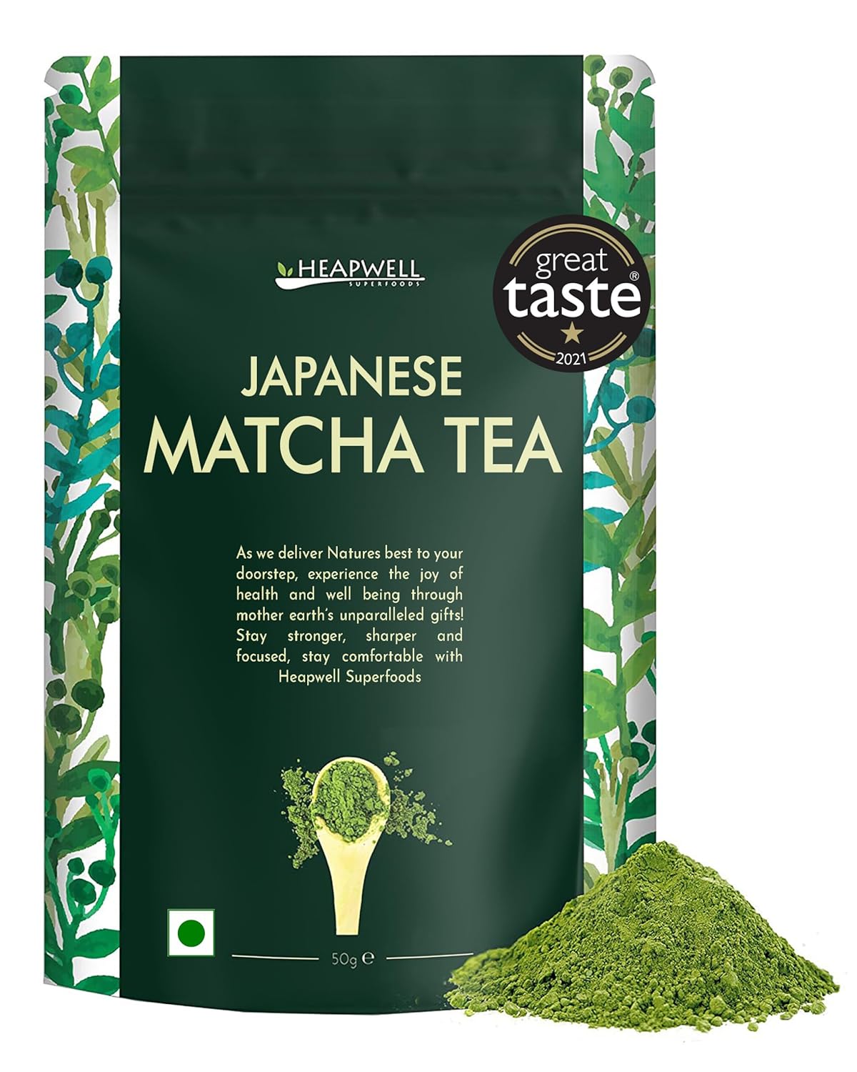 Heapwell Superfoods Японский порошок зеленого чая Матча, 50 грамм (30 порций) | Из Сидзуоки, Япония