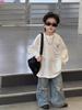 Wood Sheep Spring 2025 Kids' Wide-Leg Jeans with Ripped Hems - Trendy for Boys and Girls