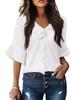 2026 Spring/Summer European & American V-neck Pleated Ruffle Loose Top