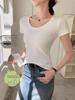 Women's Slim Fit Cotton U-Neck Short Sleeve Base Layer T-shirt